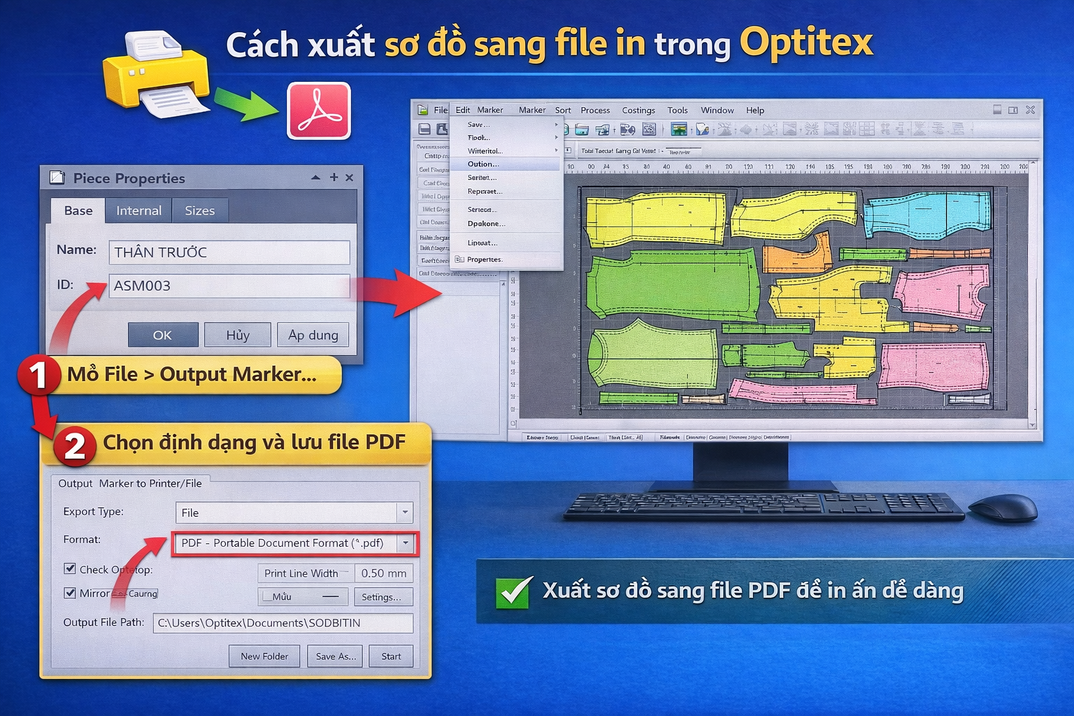 Cách xuất sơ đồ sang file in trong Optitex